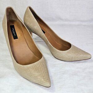 Ann Taylor Snake Skin Print 3.25” Stiletto Heels Pumps US8M Beige